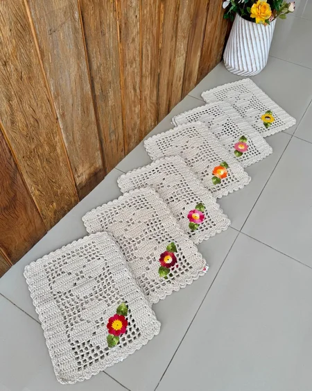 PAR RETANGULAR 2 ROSAS CRU BORDADO