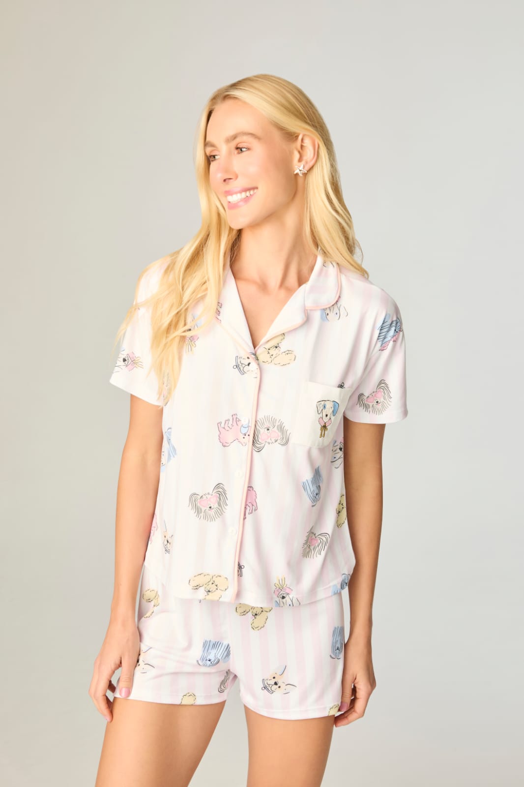 Pijama aberto malha peach