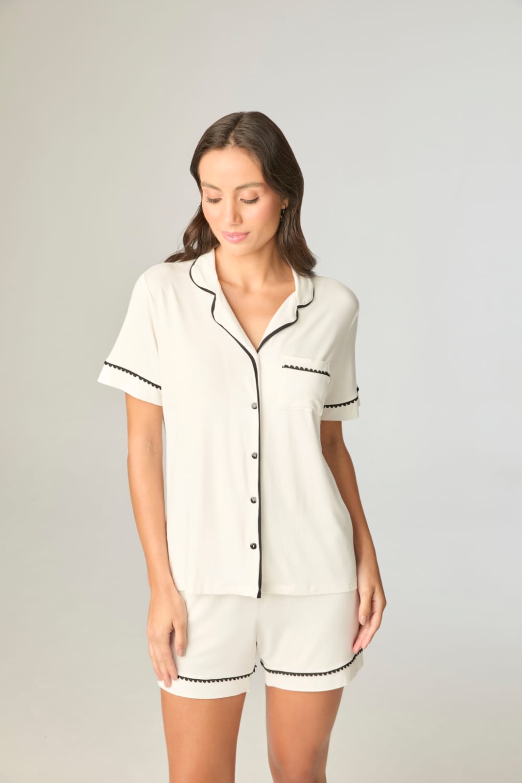 Pijama aberto com short viscolycra liso