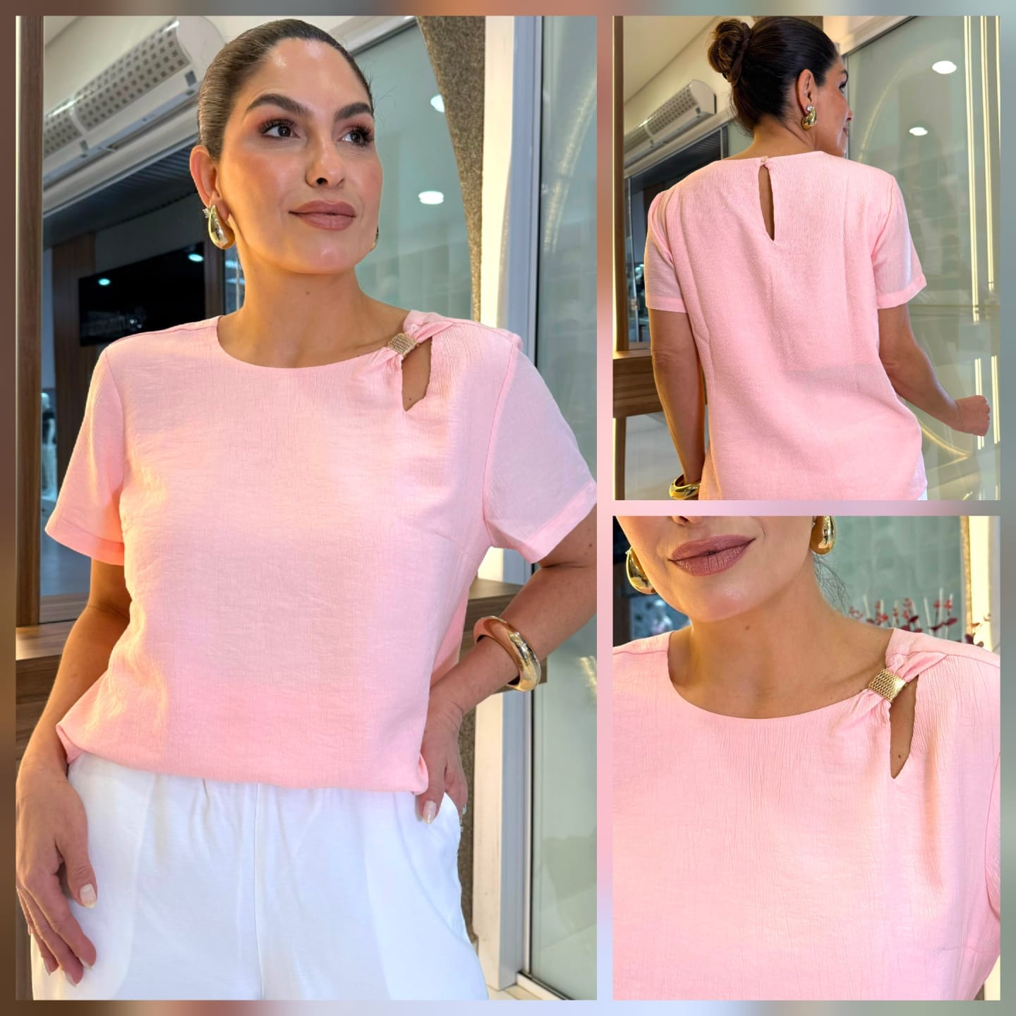 Blusa viscose texturada